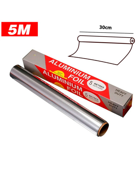 Papel Aluminio en Rollo 5 m x 30 cm al Mayoreo | LHESH