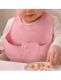 Babero Infantil de Silicona Rosa al Mayoreo | LHESH 2