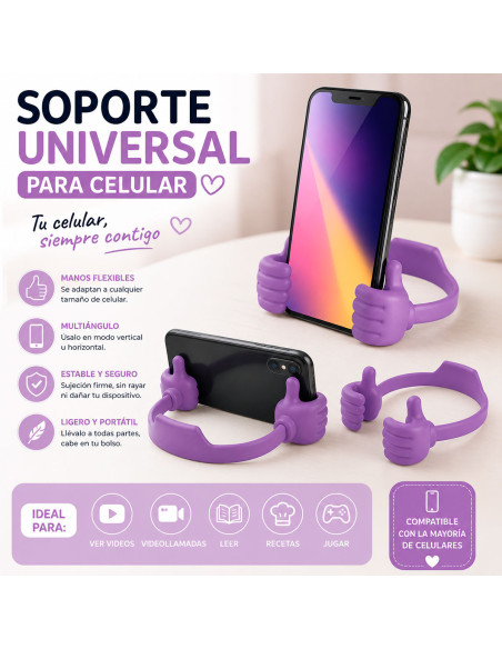 Soporte Celular Manos con Like Lila al Mayoreo | LHESH
