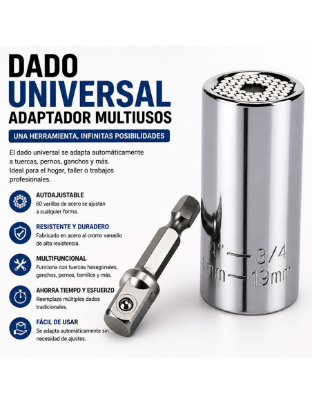 Dado Universal Ajustable 7 a 19 mm al Mayoreo | LHESH
