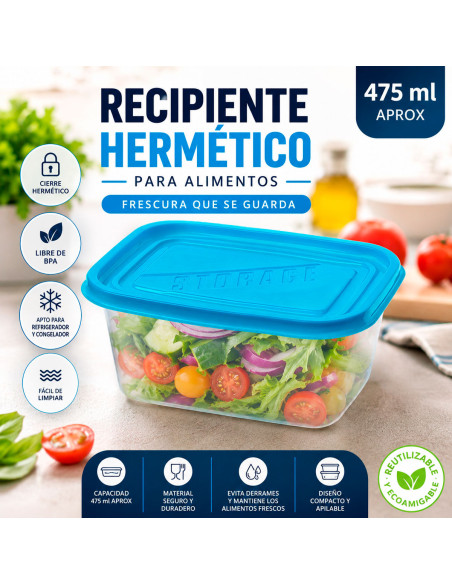 Recipiente Hermético 475 ml (10 Piezas) al Mayoreo | LHESH