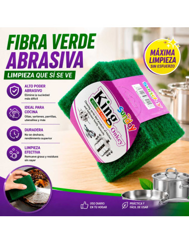 Fibra Verde Abrasiva 12x8 cm al Mayoreo | LHESH