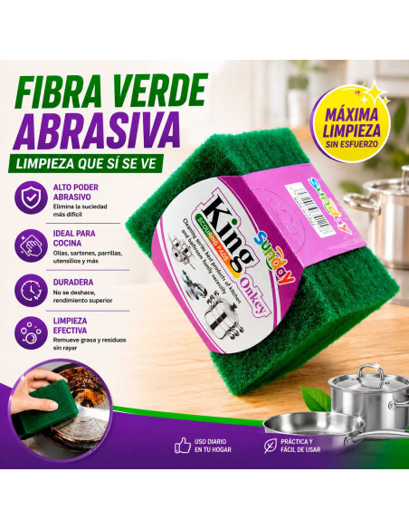 Fibra Verde Abrasiva 12x8 cm al Mayoreo | LHESH