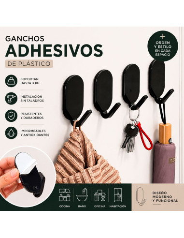 Set de 5 Ganchos Adhesivos de Plástico al Mayoreo | LHESH