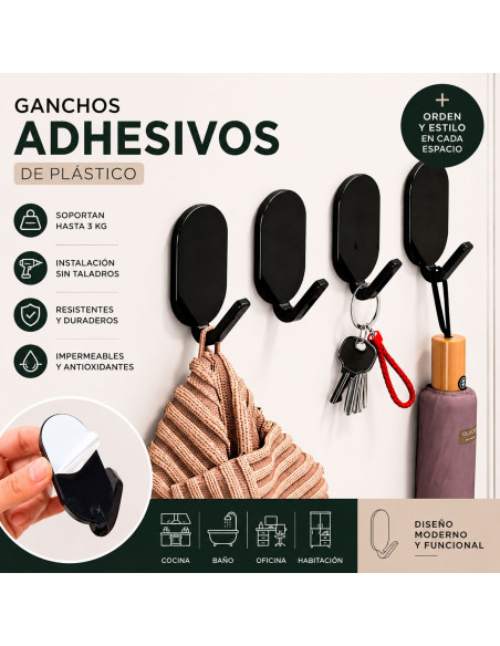 Set de 5 Ganchos Adhesivos de Plástico al Mayoreo | LHESH