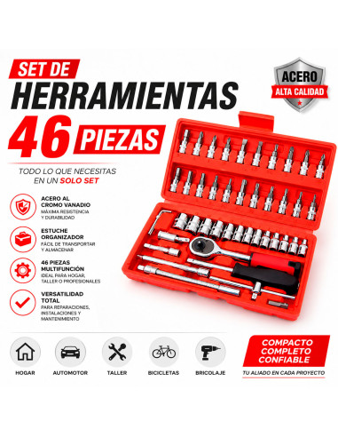 Set de Herramientas Mecánicas 46 Piezas al Mayoreo | LHESH