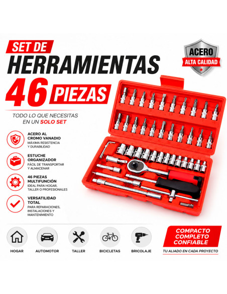 Set de Herramientas Mecánicas 46 Piezas al Mayoreo | LHESH