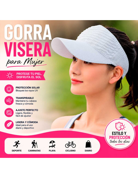 Gorra Visera Deportiva para Mujer Blanca al Mayoreo | LHESH