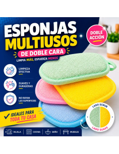 Set de Esponjas Doble Cara 4 Piezas al Mayoreo | LHESH