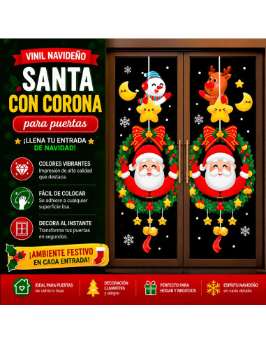Vinil Navideño Santa con Corona al Mayoreo | LHESH