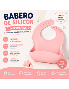 Babero de Silicón con Bolsillo Rosa al Mayoreo | LHESH