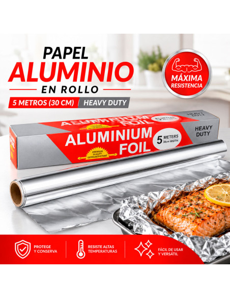 Papel Aluminio en Rollo 5 m x 30 cm al Mayoreo | LHESH