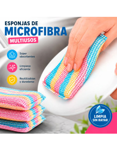 Esponjas de Microfibra Multiusos 4 Piezas al Mayoreo | LHESH