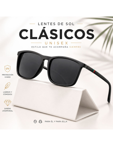 Lentes de Sol Clásicos Montura Negra al Mayoreo | LHESH