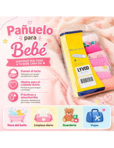 Pañuelos Bebé Niña Tonos Rosas 8 Pzas al Mayoreo | LHESH