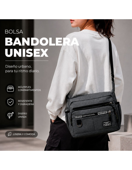 Bolsa Bandolera Unisex Gris al Mayoreo | LHESH