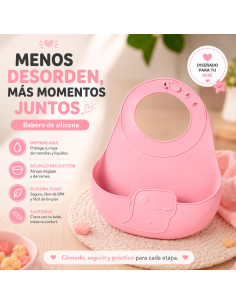 Babero Infantil de Silicona Rosa al Mayoreo | LHESH