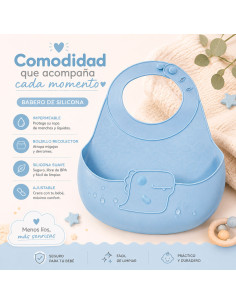 Babero Infantil de Silicona Azul al Mayoreo | LHESH