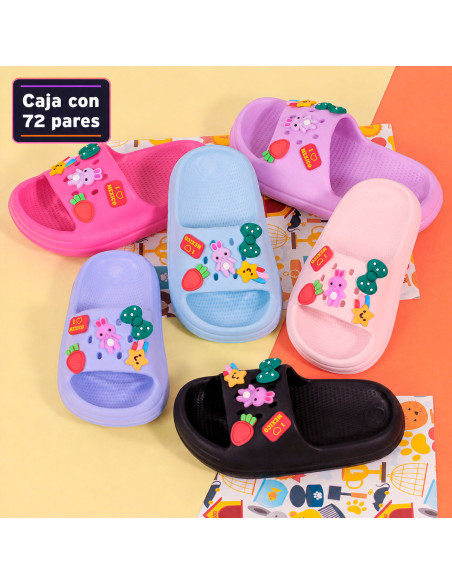 Sandalias Slide para Niñas con Dijes al Mayoreo | LHESH