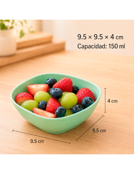 Bol Mini Cuadrado 150 ml Verde al Mayoreo | LHESH