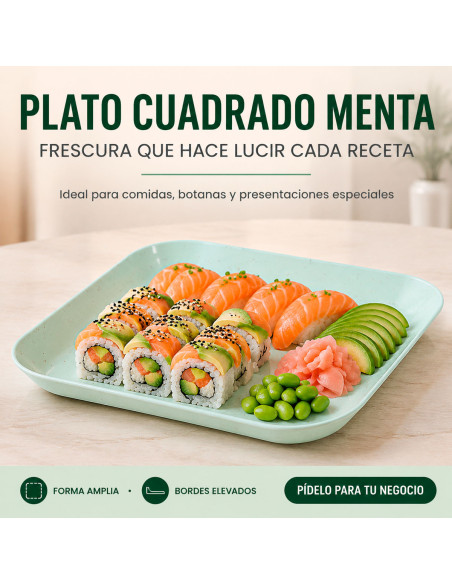 Plato Cuadrado Multiusos 13.5x14 cm Verde al Mayoreo | LHESH