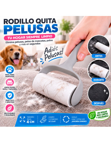 Rodillo Quitapelusas Reutilizable Gris al Mayoreo | LHESH